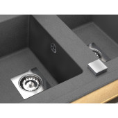 Automatischer Abfluss quadratisch verchromt für Zweibeckenspüle